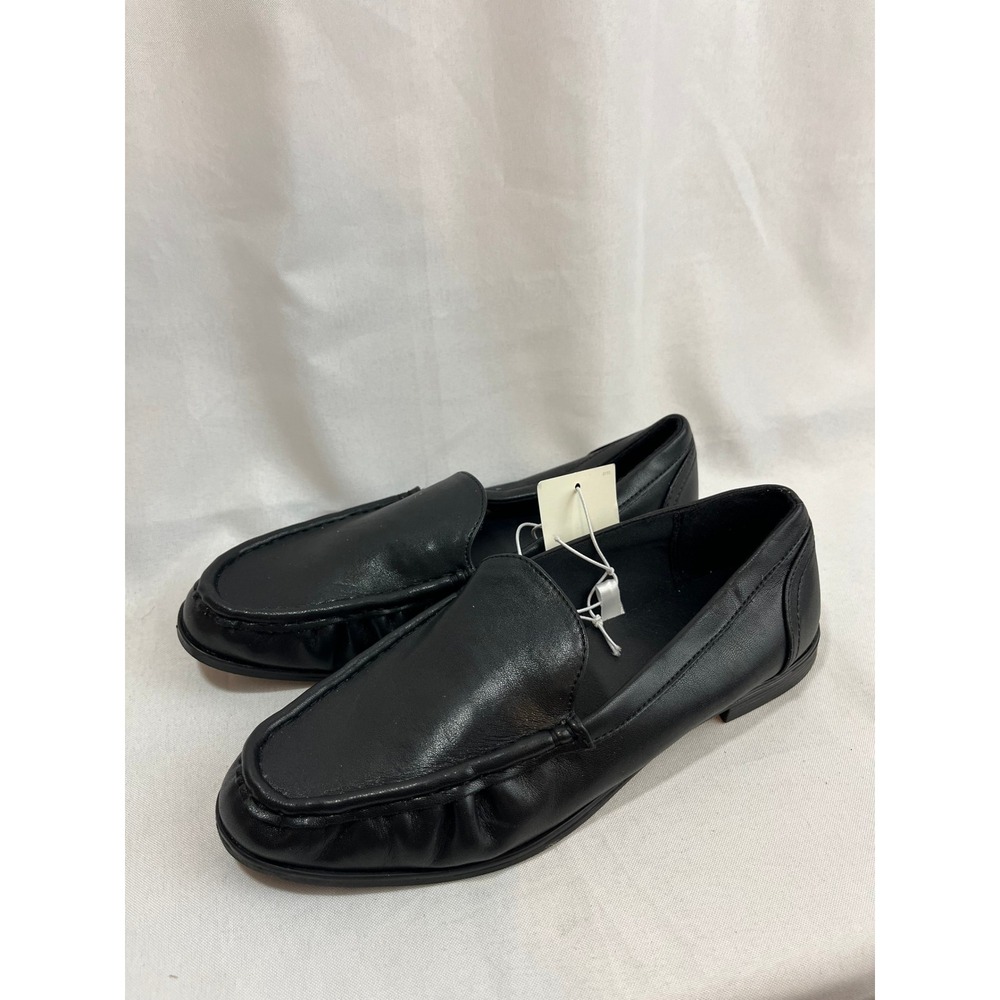 A‎ New Day Womens Black Faux Leather Slip On Loafers Flats Size 7.5 New